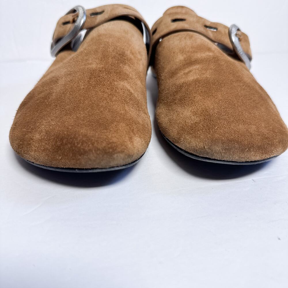 Rag & Bone Ansley Slide Suede Leather Buckle Mules Brown Size 39 - Picture 5 of 11